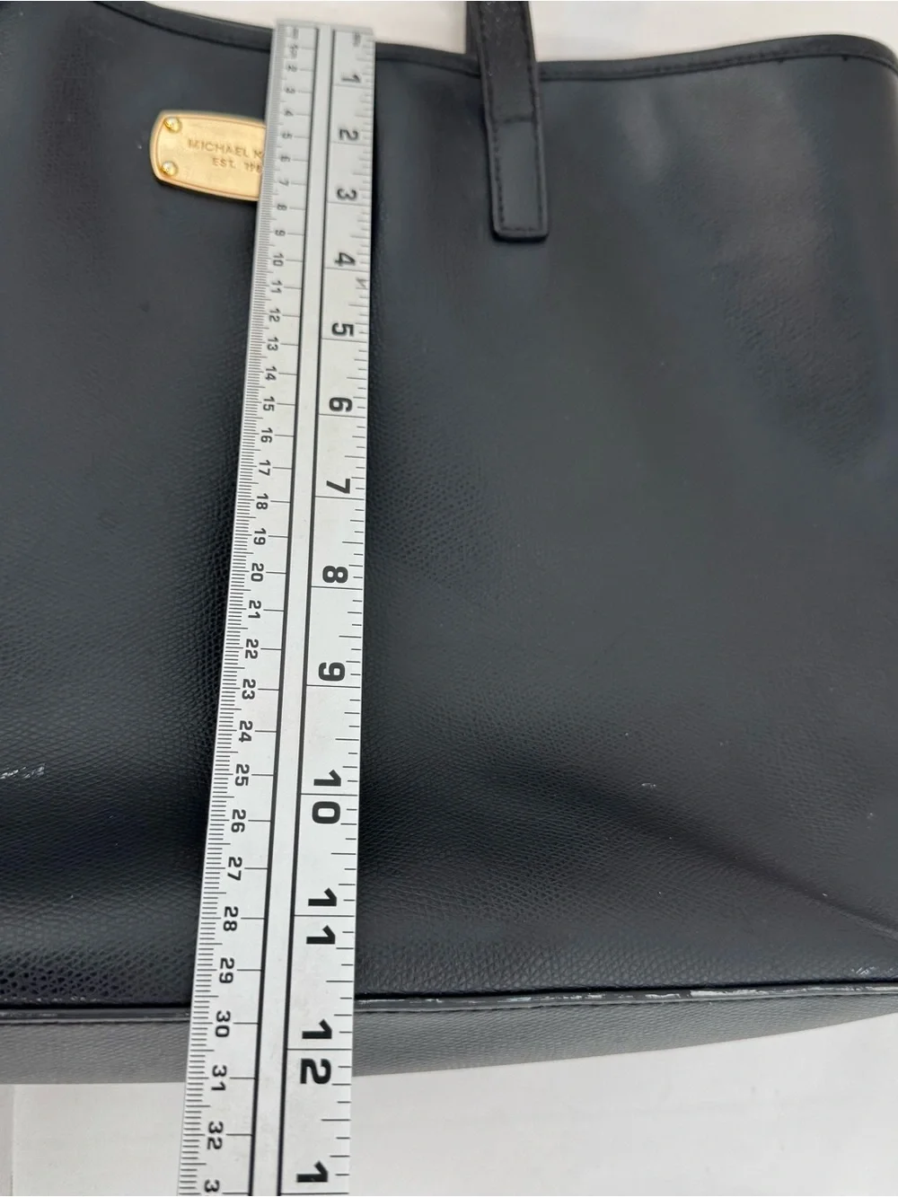 Michael Kors Black Large Tote Shoulder Bag Gold Logo Purse